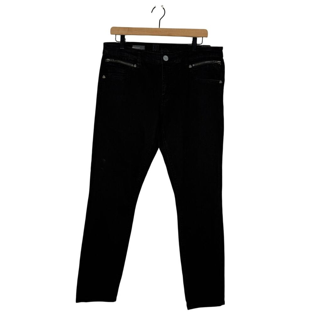 Kut from the Kloth Emma Jeans Size 12 Black Denim Ankle Skinny Mid Rise NWT